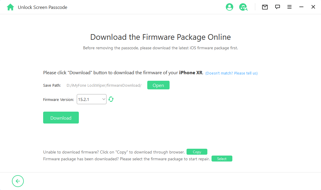 Download firmware package