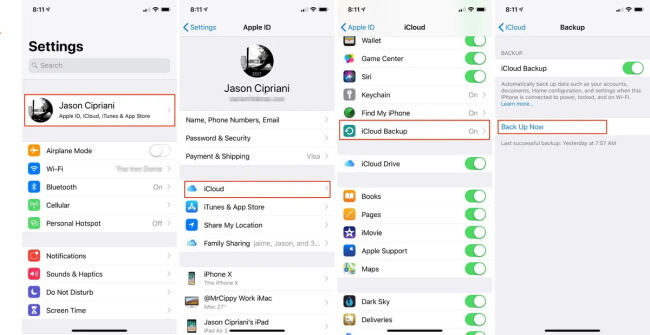 iphone icloud backup settings