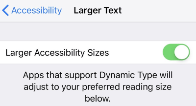 iphone larger accessibility sizes