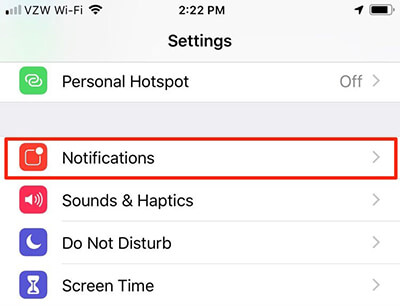 iPhone notifications settings