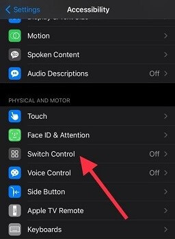 turn off iPhone switch control