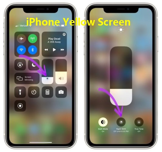 iPhone yellow screen