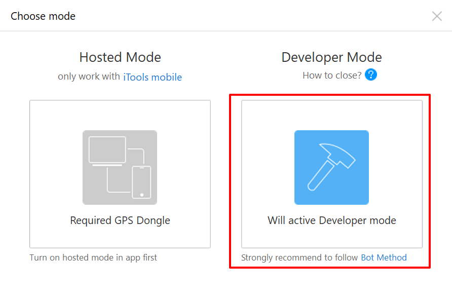 itools stuck at developer mode