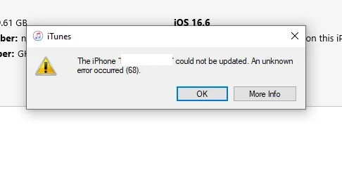 iTunes error 68