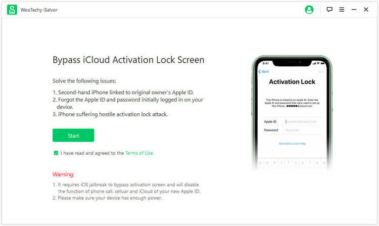start to bypass iCloud activation lock
