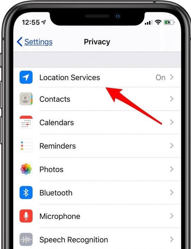 location services settings iphone