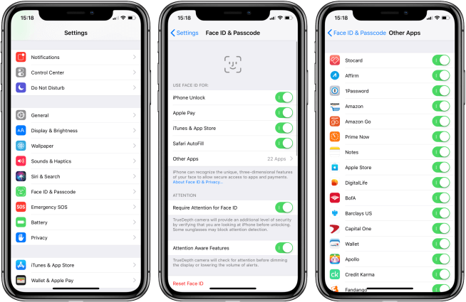lock apps with face id