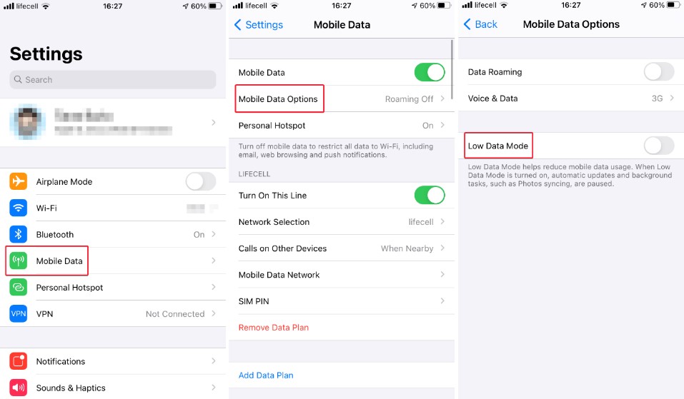 disable low power mode on iPhone