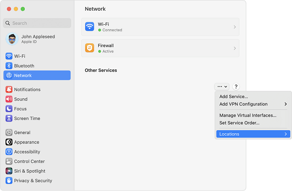 MacBook network location