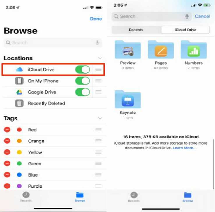 icloud drive local storage