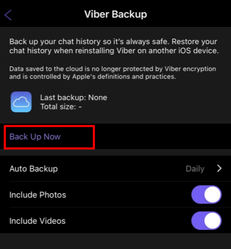 manually back up Viber messages