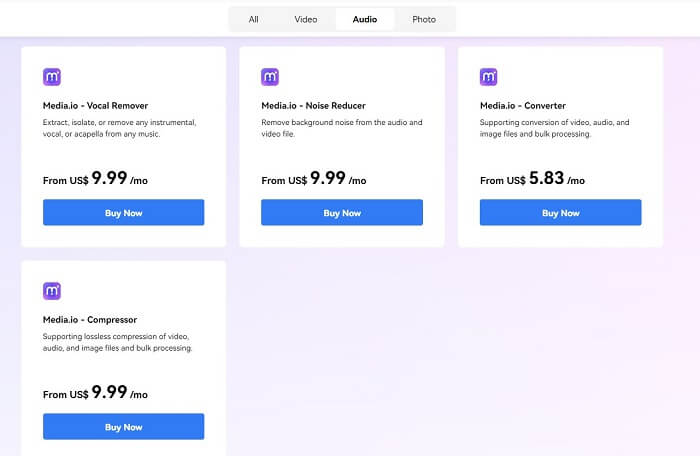 medio.io pricing page