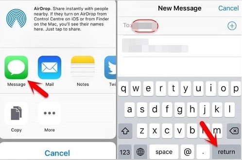 share message app with siri