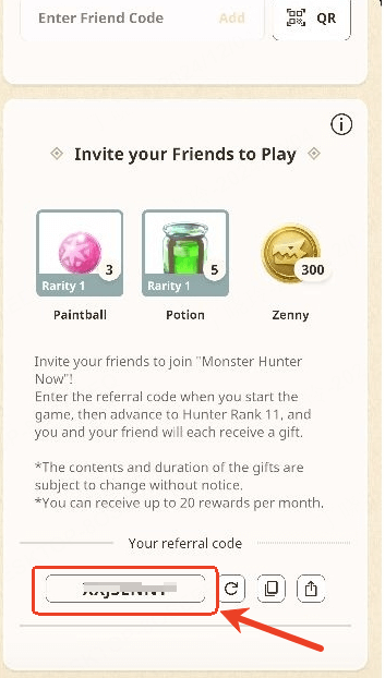 How to find your own Referral Code in Monster Hunter Now