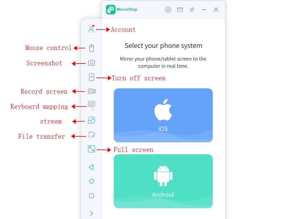 transfer the file of broken screen Android with MirrorDisp