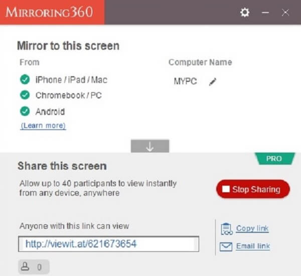 Mirror iPad to PC with Mirroring360