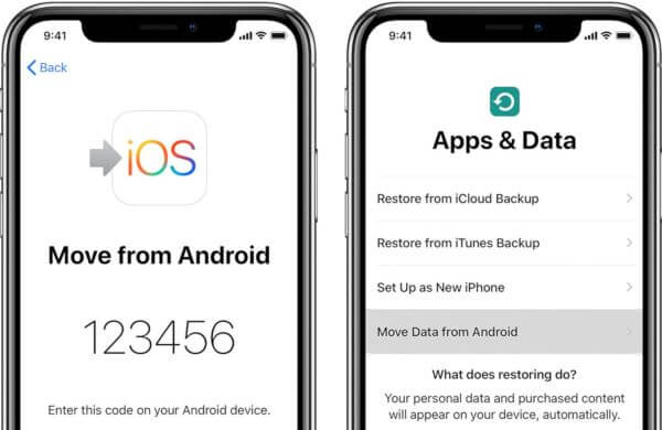 move data via move to iOS app