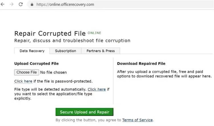 repair corrupted word file online using online office recovery for word