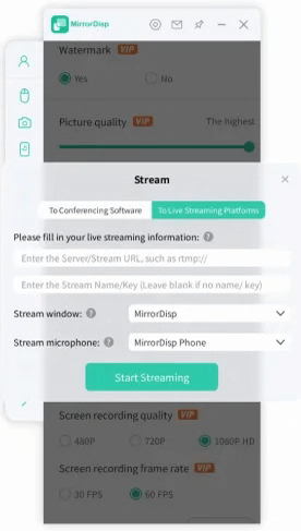 fill live streaming code in mirrordisp