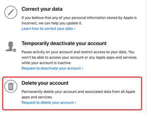 permanently delete apple account