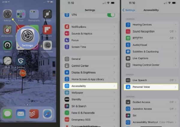 find Personal Voice iOS 17 on setting