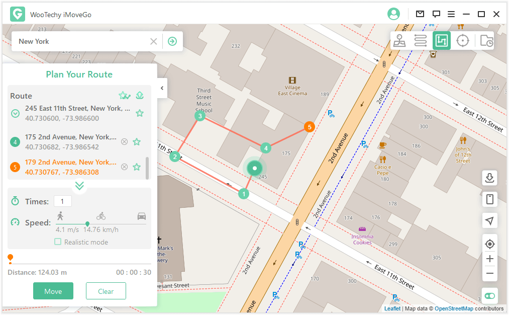 plan a route by multiple mode