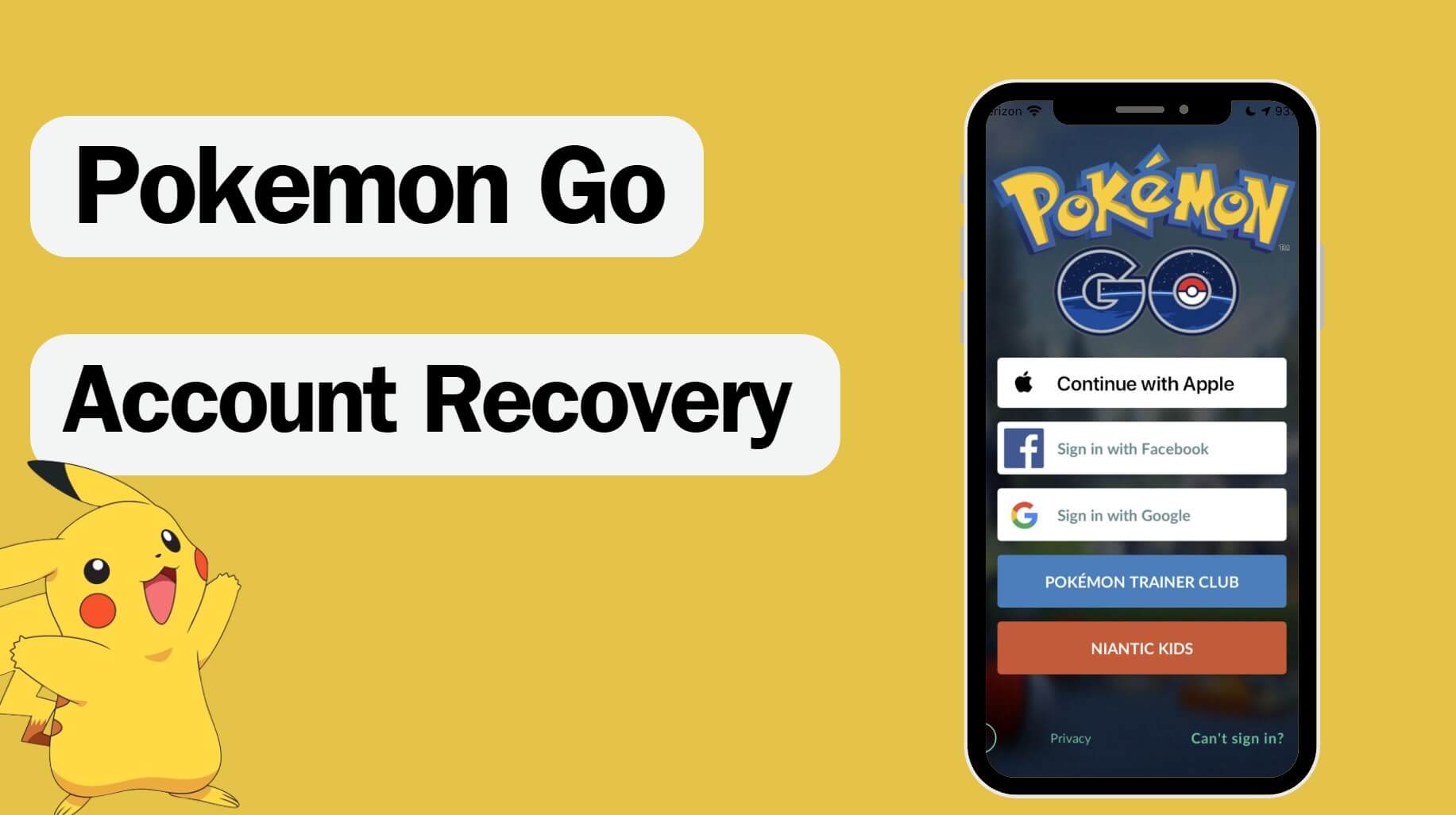 Pokemon Go account recovery