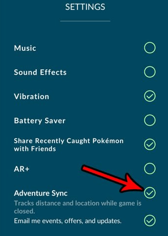 Función de sincronización de Pokémon Go Adventure