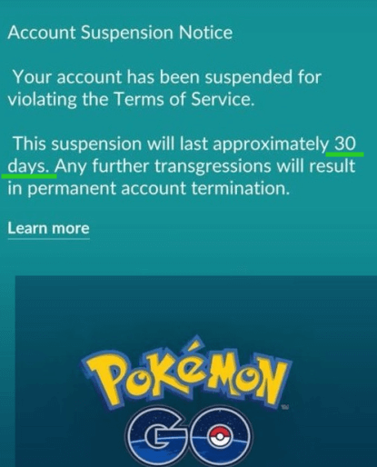 pokemon go ban