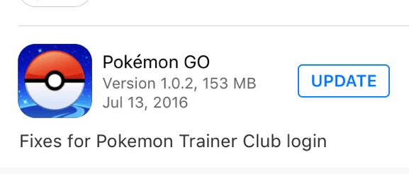 update Pokemon Go app on iOS devices
