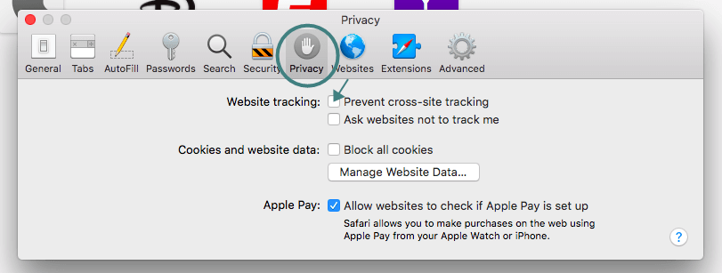 prevent cross site tracking for mac