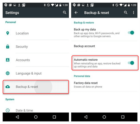 recover deleted app data android with backup