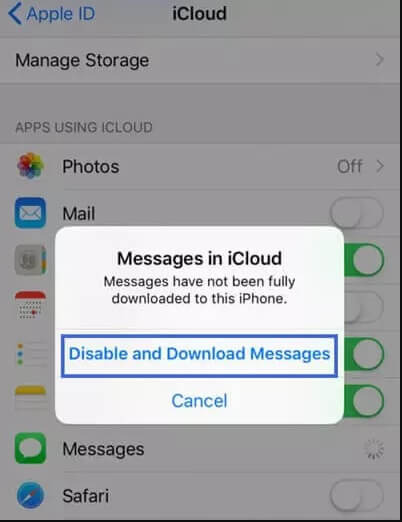 disable and download messages