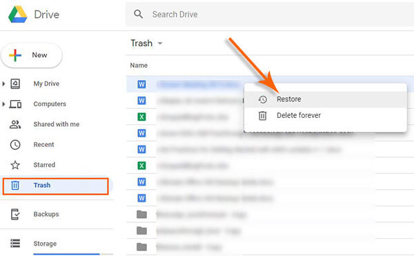 how to recover deleted word documents from Google Drive