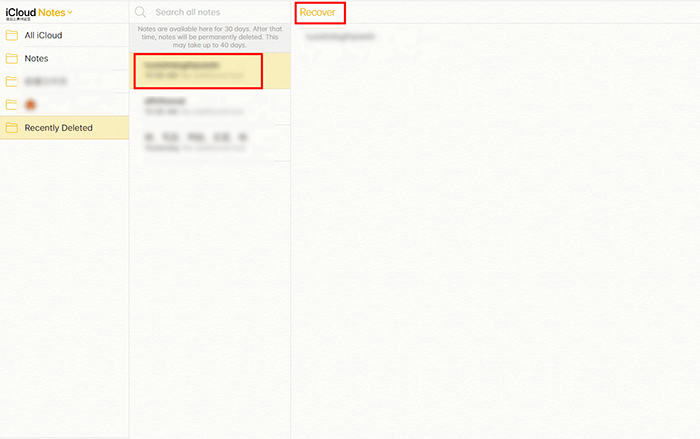 how to restore deleted notes from icloud