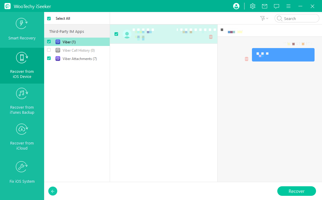 recover Viber messages with iSeeker