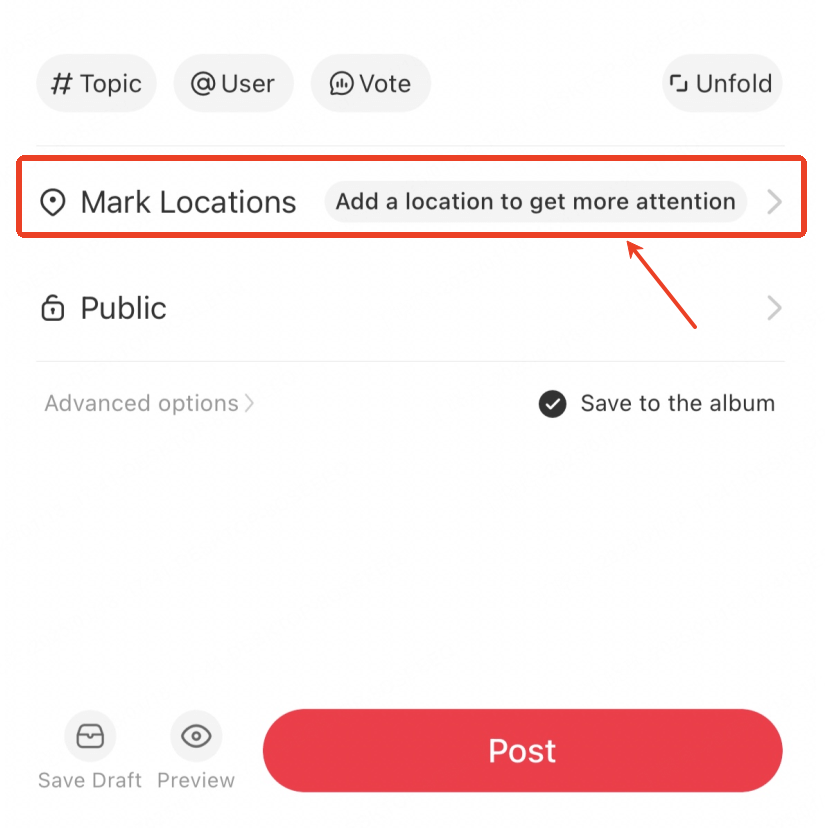 REDnote location tag