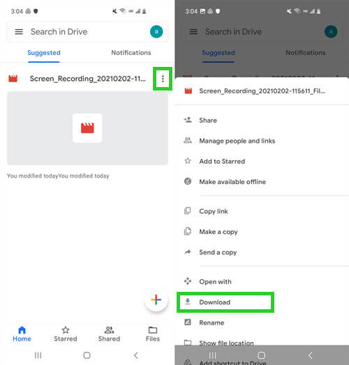 Télécharger à nouveau des vidéos supprimées sur Android à partir de Google Drive