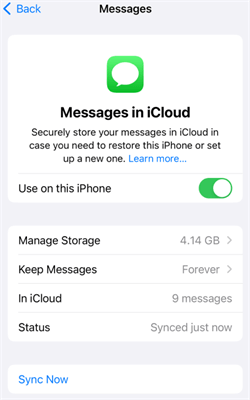 re-enable messages in iCloud
