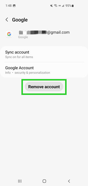 remove Google account