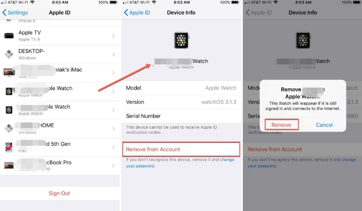 remove iphone from apple id