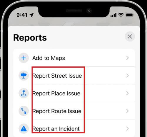 report iPhone Maps issues