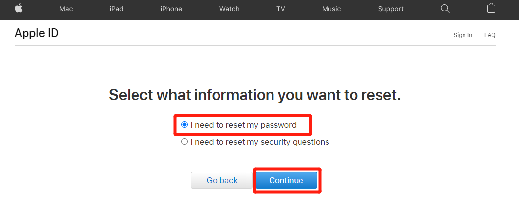 reset disabled apple id password