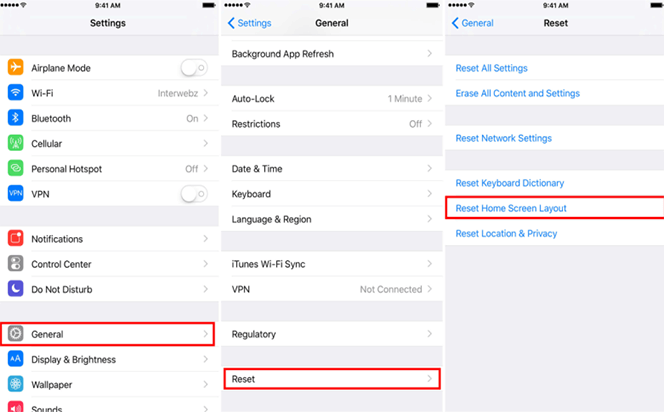 reset home screen layout on iPhone