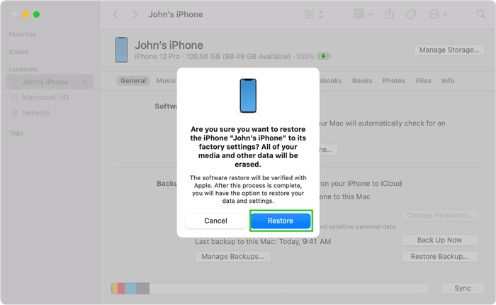 restore iPhone with iTunes