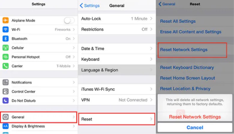 reset network on iphone