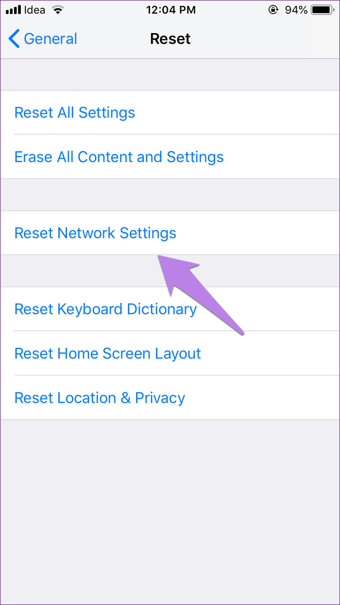 reset network settings