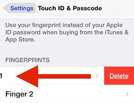 reset iPhone touch id