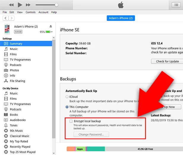 restore backup after ios downgrade