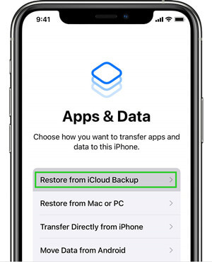 restore backup from iCloud